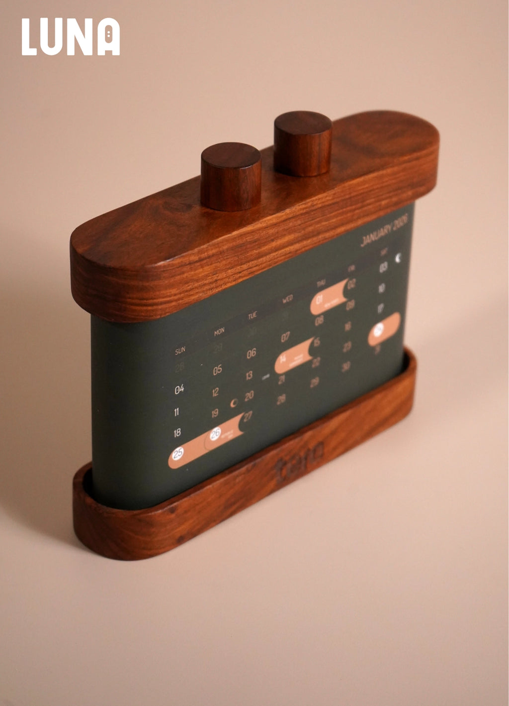 LUNA 2026 Rotating Desk Calendar