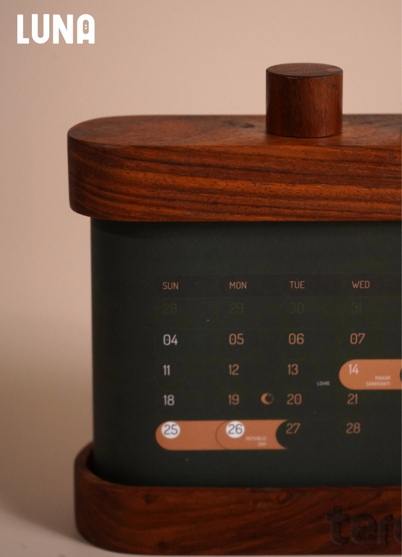 LUNA 2026 Rotating Desk Calendar