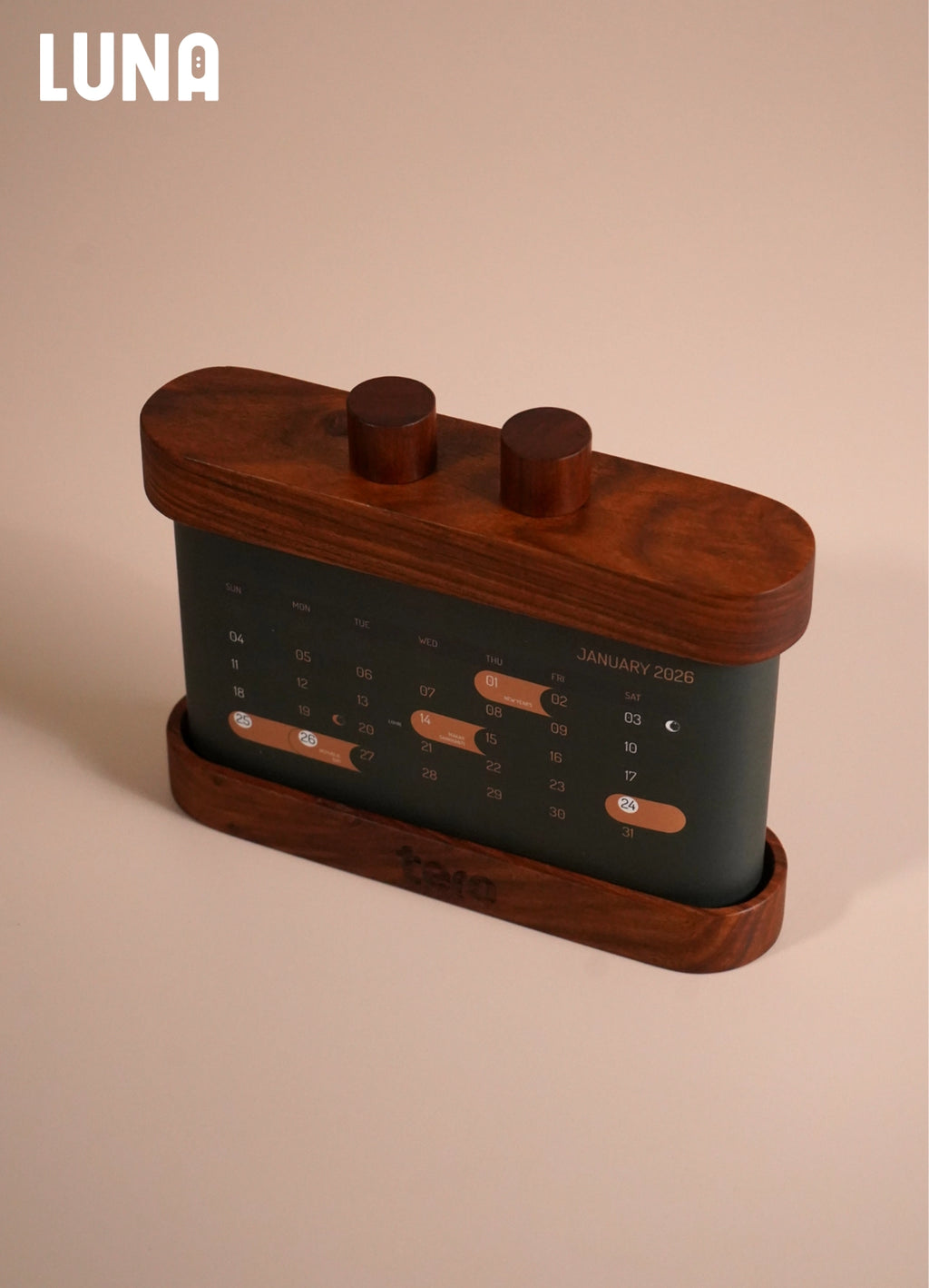 LUNA 2026 Rotating Desk Calendar