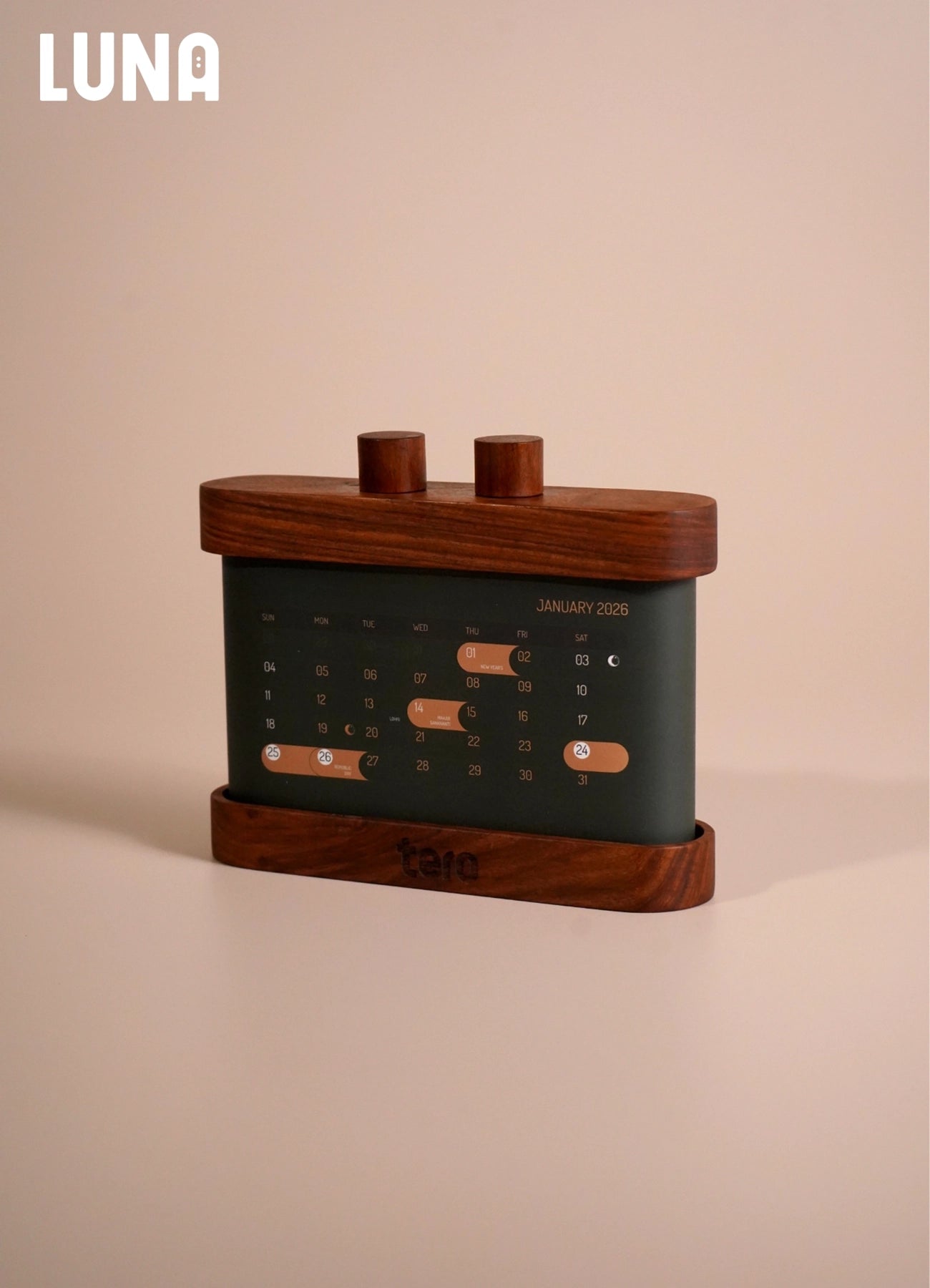 LUNA 2026 Rotating Desk Calendar