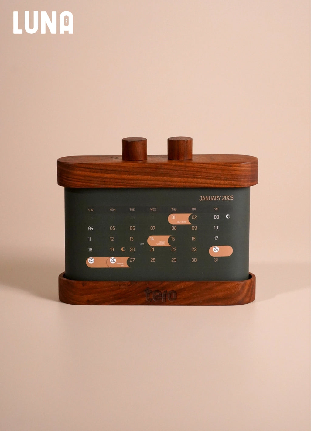 LUNA 2026 Rotating Desk Calendar