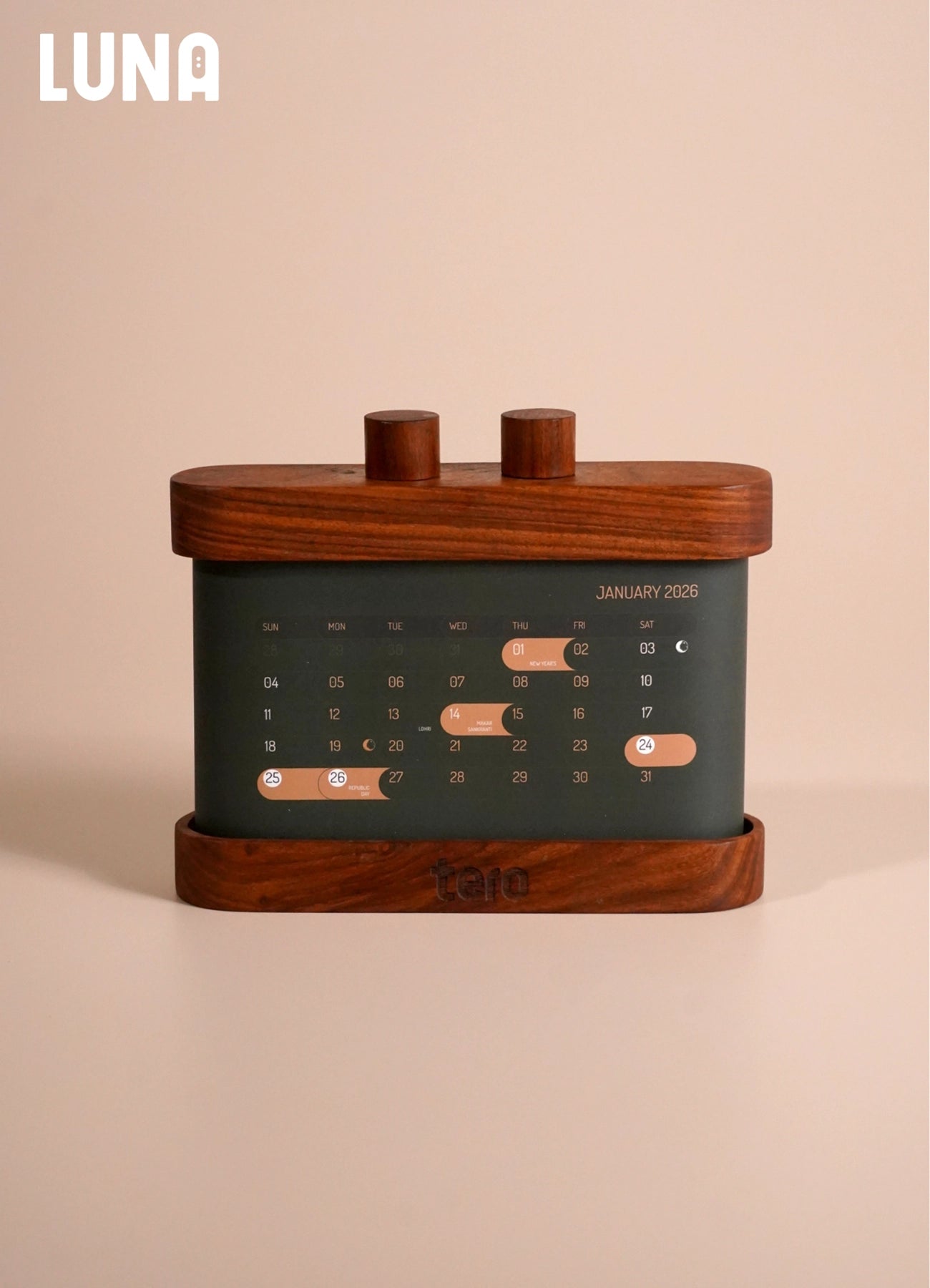 LUNA 2026 Rotating Desk Calendar
