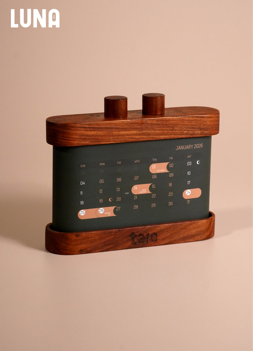 LUNA 2026 Rotating Desk Calendar