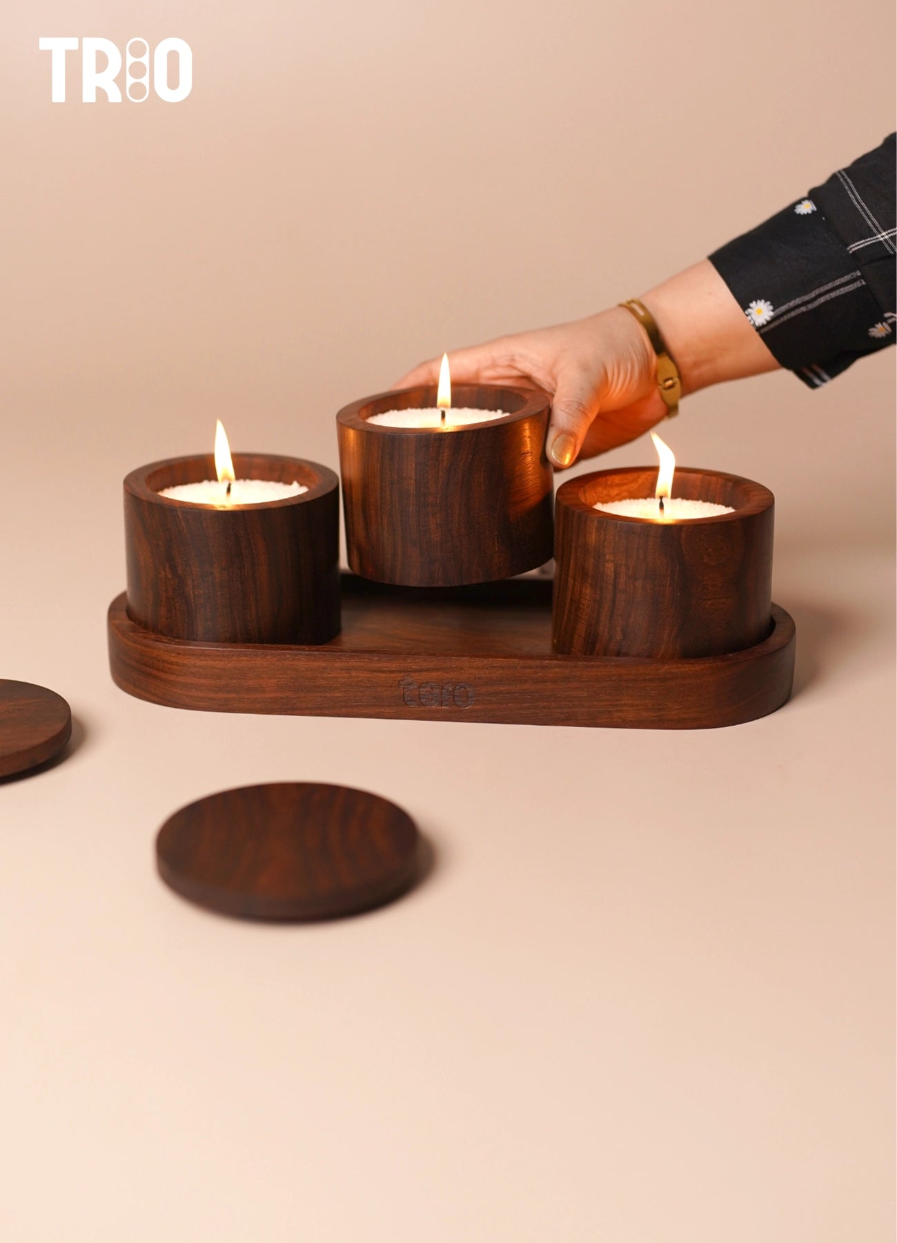 TRIO – Pearled Wax Candle Jars