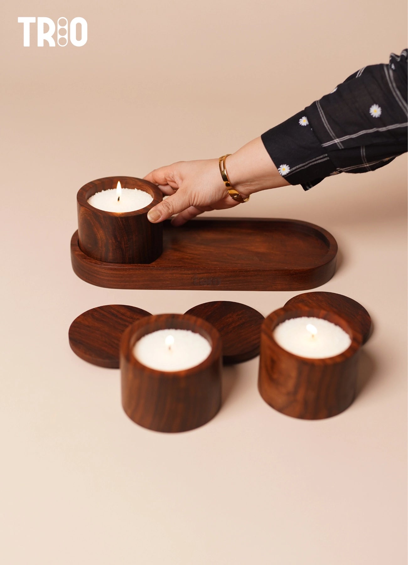 TRIO – Pearled Wax Candle Jars