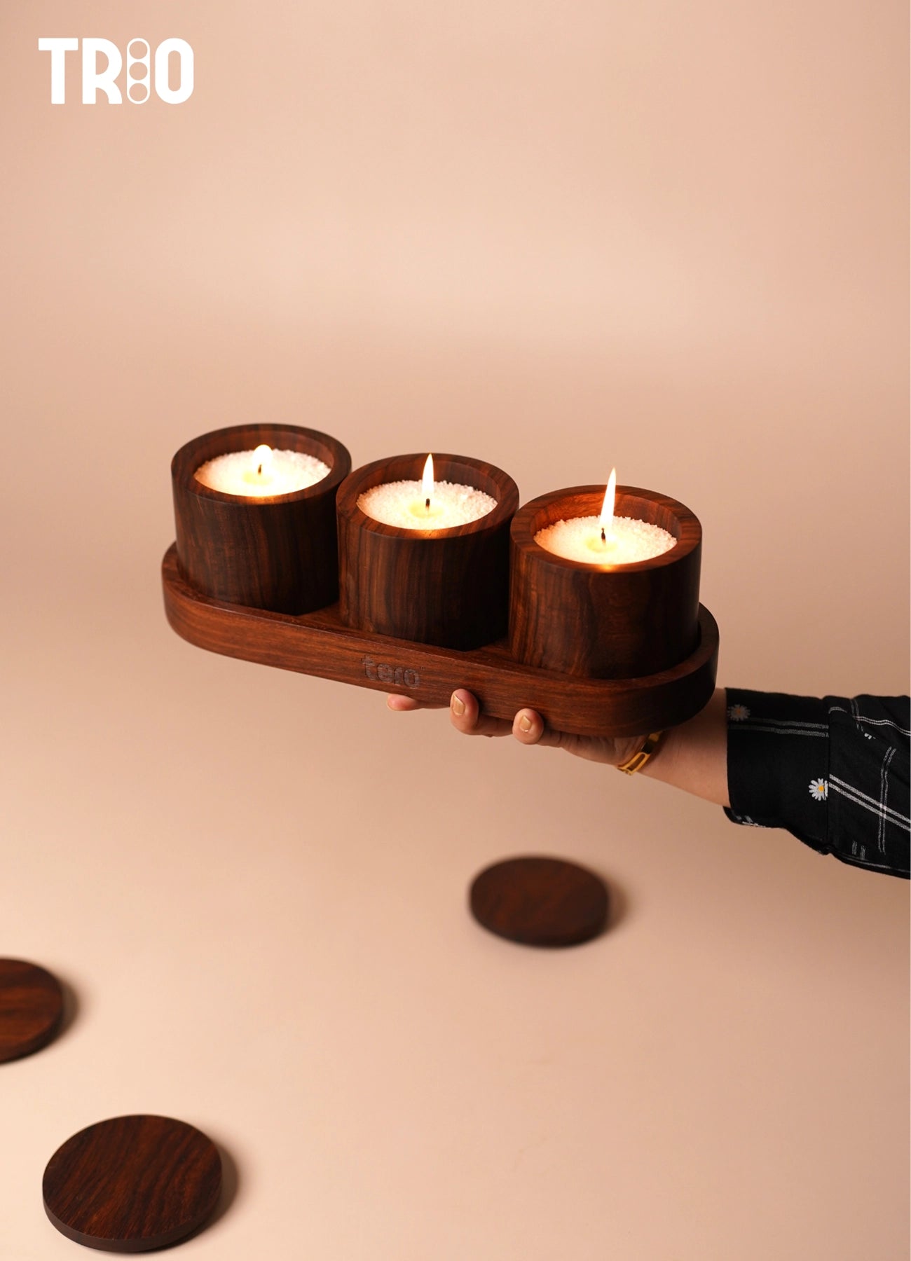 TRIO – Pearled Wax Candle Jars